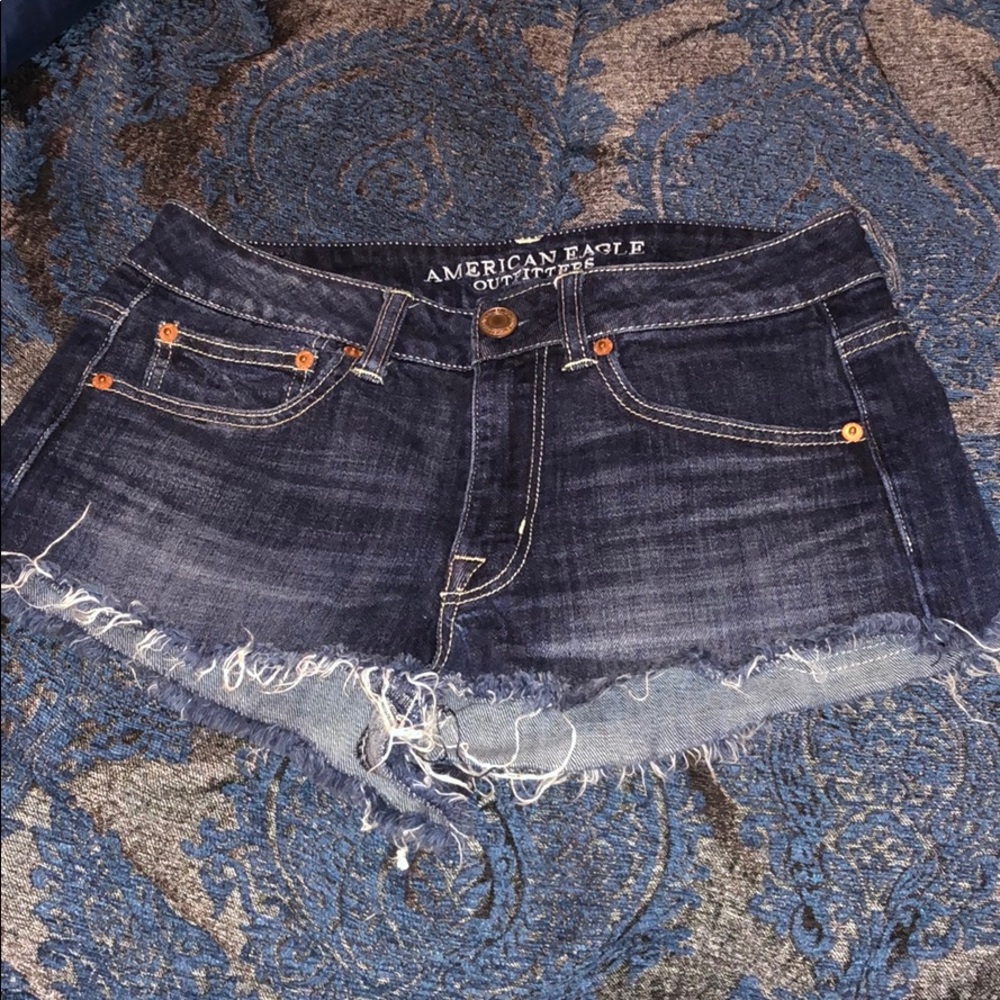 AEO high waisted destroyed denim shorts